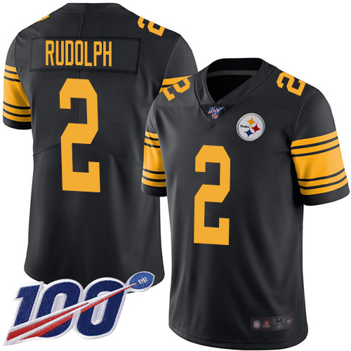 Youth Pittsburgh Steelers Football #2 Limited Black Mason Rudolph 100th Season Rush Vapor Untouchable Nike NFL Jersey->youth nfl jersey->Youth Jersey